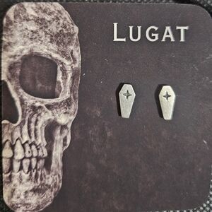 Silver Coffin Stud Earrings 925 BRAND NEW